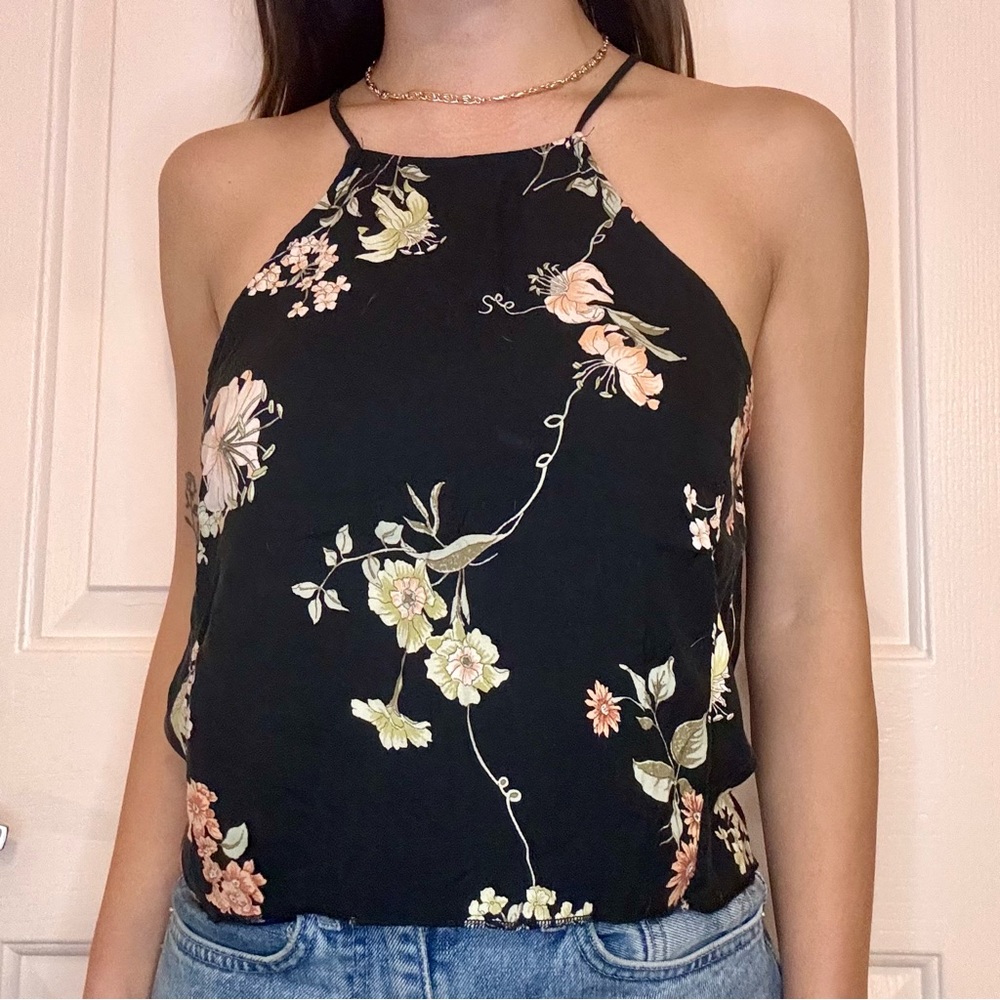 Brandy Melville floral halter top